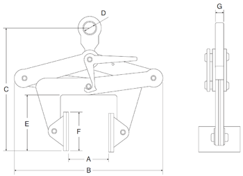 Svěrací svorky na zvedání bloků CBKN 2t, 220-360mm - 2