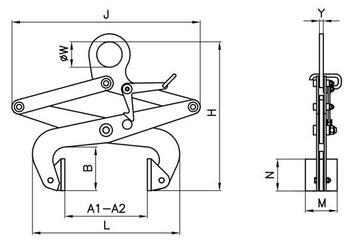 Svěrací kleště na bloky SKB 1000kg, svěrná šíře 480 - 750 mm - 2